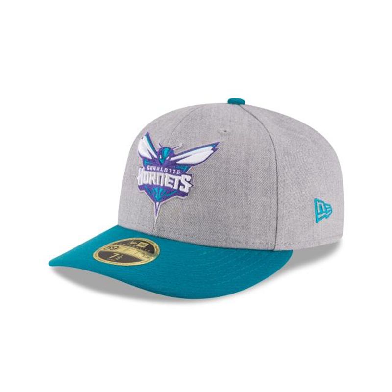 NBA Charlotte Hornets Heather Low Profile 59Fifty Fitted (IVX1666) - Grey New Era Caps